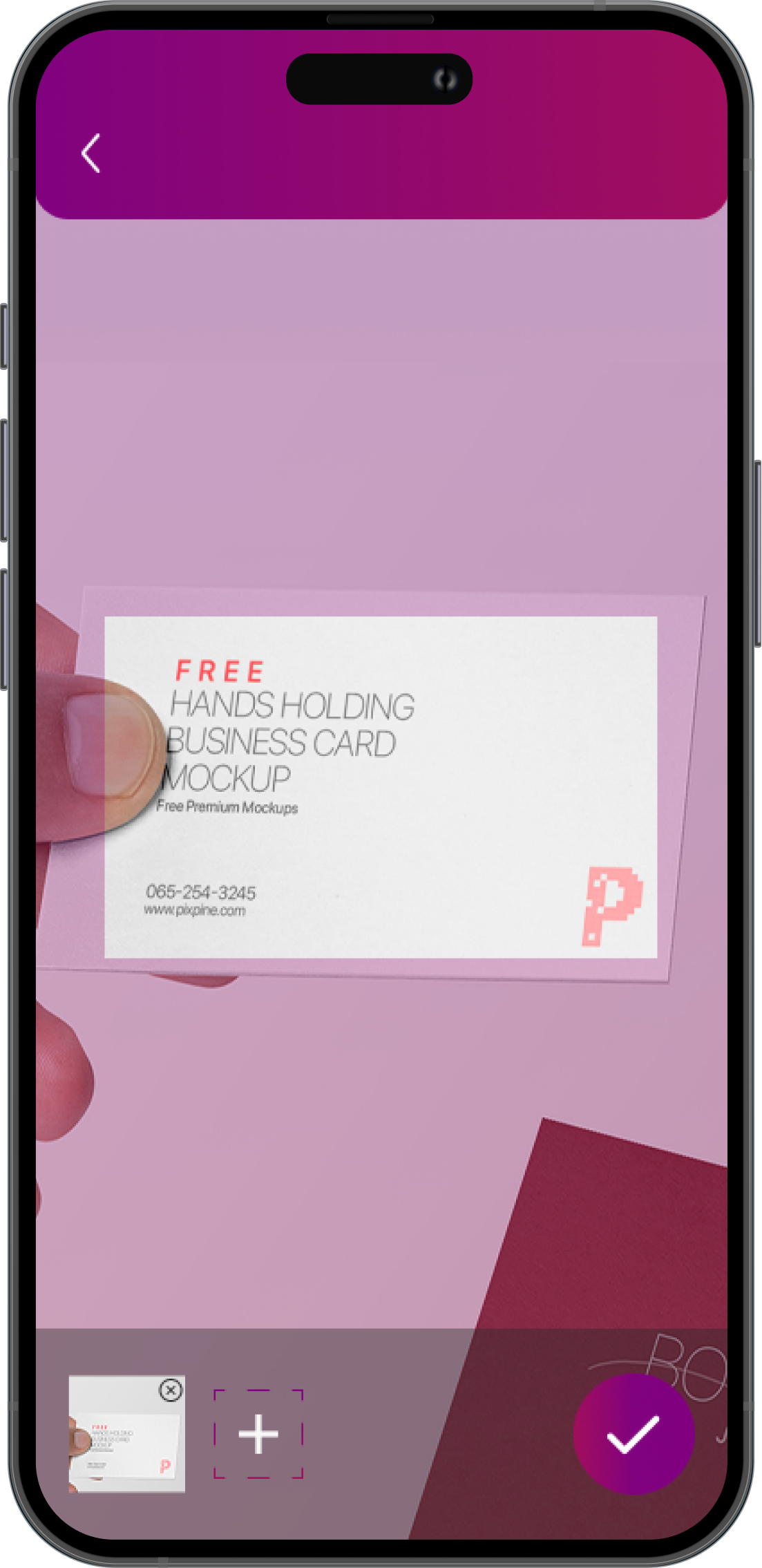 Mia PRM app scanning a business card with the phone camera